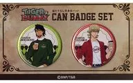 Metal badge "TIGER & BUNNY Collaboration Cafe powered by Animax Cafe +" drawn by Kotetsu T. Kaburagi & Barnaby Brooks Jr.