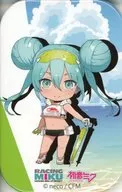 Racing Miku 2022 Ver. (Nendoroid Pulasu Tropical Ver.) Square metal badge "DMM Scratch! Hatsune Miku GT Project Racing Miku 2022 Ver." D-9 Prize