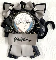 Seishiro calm sea Rosette & metal badge set "Blue Rock" with cat ears