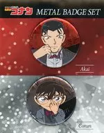 Edogawa Conan & Akai Shuichi Metal metal badge Set "CASE CLOSED Plaza"