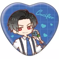 Lucifer "Obey Me! Nightbringer heart shaped metal badge 01. White Day ver. (retro art illustration)"