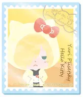 Yuri & Hello Kitty (vertical picture) "YURI!!! ON ICE x Sanrio Character Trading postage stamp style acrylic badge"