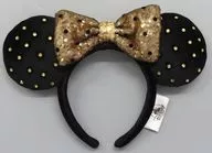 ミニーマウス(ブラック/リボンゴールド/スパンコール) カチューシャ 「ディズニー」 上海ディズニーリゾート限定
