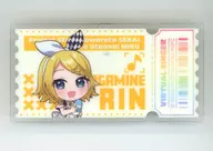 Sekai no Kagamine Rin on stage "プロジェクトセカイ Theater : Broken Sekai and Cannot Sing Miku x Lawson Acrylic Badge A"