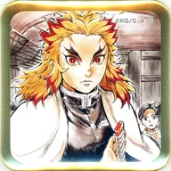 煉獄杏寿郎(車内) 歴代特別編集版提供イラストスクエア缶バッジ 「鬼滅の刃×ufotable DINING 鬼滅シアター開催記念 THEATER DINING 無限列車編」 お楽しみくじ景品