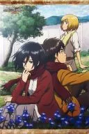 エレン＆ミカサ＆アルミン アニメ描き下ろしB2タペストリー 「Blu-ray/DVD 進撃の巨人」 とらのあな1巻～4巻連動購入特典