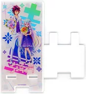 No Game No Life TSUTAYA POP UP SHOP, un soporte acrílico para teléfonos inteligentes en blanco y blanco (』, 『)