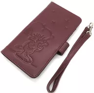 "PEANUTS (SNOOPY)" es un estuche de teléfono inteligente de cuero genuino de Burdeos, tipo deslizante, tipo múltiple.