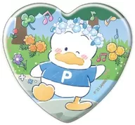 ペックル 「はぴだんぶい ハート型缶バッジ 08.あひるのペックル周年デザイン(グラフアートイラスト)」