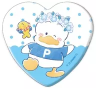 ペックル＆ピッチ 「はぴだんぶい ハート型缶バッジ 08.あひるのペックル周年デザイン(グラフアートイラスト)」