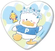 ペックル＆チャップ 「はぴだんぶい ハート型缶バッジ 08.あひるのペックル周年デザイン(グラフアートイラスト)」