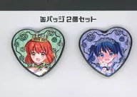 [新品] 01.綾・陽子15周年ver. (描き下ろしイラスト) ハート型缶バッジ2個セット 「劇場版 きんいろモザイク Thank you!!」