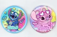 エンジェル(サングラス/顔アップ)＆スティッチ(サングラス/全身) 缶バッジセット 「Happyくじ Stitch Colorful Kawaii」 I賞