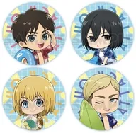 エレン＆ミカサ＆アルミン＆エルヴィン(バカンス) ミニキャラ缶バッジセットA 「進撃の巨人」
