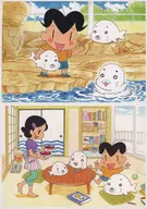 Set of 2 illustration cards : "Let's live with SHONEN ASHIBE Goma chan. Goma chan wants to deliver 35th anniversary Plush toy to everyone" crowdfunding return gift