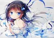 【オリジナル】白いワンピースの少女WスエードB1タペストリー 絵柄A(白もち桜) /お花見日和