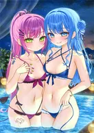 【バーチャルYoutuber】B2タペストリー ナイトプールバージョン 常闇トワ＆星街すいせい(えびふ) C107/お子さまランチ