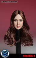 Cabeça de Mulher Asiática para 1/6, 007 Cabelo Castanho Longo Curl