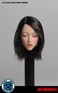 1/6 アジア女性ヘッド 009 瞳閉じ 黒髪 セミロング