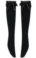 45 cm Lace Ribbon Knee-Socks (Black x Black)