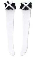 1/12ピコニーモ用蕾絲及膝長襪(白色×黑色蕾絲)
