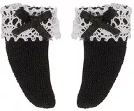 1/12 ピコP用 レース＆リボン ショートソックス(ブラック×ブラック)