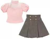 1/6 q' zBODY Decollete See-Through Top & Mini Skirt Set (Pink x Brown Check)