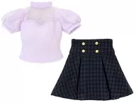 1/6 q' zBODY Decollete See-Through Top & Mini Skirt Set (Purple x Navy Check)