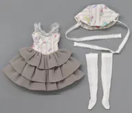22cm用 3段フリルワンピースドレスセット(グレー) 2022年度版バレンタインドレス リカちゃんキャッスル限定