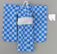 22cm用 裏無し着物 市松柄/青 2024年 「リカちゃん」 リカちゃんキャッスル限定