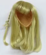 7-8インチ用 ヘアウィッグ(セミロング/リボンおさげ/ライトゴールド)