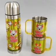 Tom & Jerry (Face/Yellow) Stainless Bottle & 2 Mug Set "Tom y Jerry"