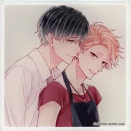Collaboration menu with Acrylic Coaster "akira Yoshio Sensei's Red Ito Series" Tsuitate Koi no Tsuho "Release Commemorative Exhibition" Special Bonus for Sale "by Kaoru Kamisawa & Kazuki Hara (white / Hugging)