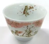 Cherry Blossom Birds and Animals Caricature Red rice bowl (Shishi-ga Yamada