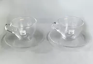 TWO-MIX ガラスマグカップ＆ソーサー2個セット 「TWO-MIX CAFE」