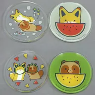 2-Type Set Glass Plate Set ~ Cool Daytime ~ (2-Pack) "Raccoon Dog and Fox"