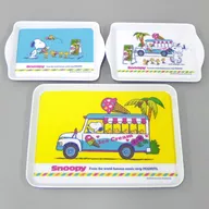 Snoopy & Wood Stock Melamine Tray 3-Piece Set "PEANUTS (Snoopy) x Lawson 2019 Summer Snoopy Fair" Sanrio Snoopy Ice Car KUJI 5th prize