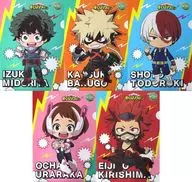 Conjunto de 5 tipos Ilustraciones dibujadas en el archivo claro "My Hero Academia x Kabubu-nou" Purchase benefits de productos objetivo de la campaña de apertura de Kokoro