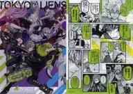 Set of 2 sheets of collective plastic trasparent file folder. "Tokyo Aliens"