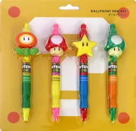 ファイアフラワー＆スーパーキノコ＆スーパースター＆1UPキノコ ボールペンセット 「スーパーマリオ」 ユニバーサル・スタジオ・ジャパン スーパーニンテンドーワールド限定