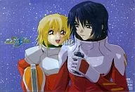 Aslan Zara & Kagari Yura Asha plastic trasparent file folder "MOBILE SUIT GUNDAM SEED" Gundam Ace, April 2004 Supplement