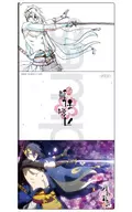 D. Mikazuki Munechika (cherry blossom) cell-art & comparison of original pictures A4 size plastic trasparent file folder "TOUKEN RANBU HANAMARU"