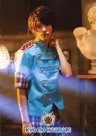 Shintaro Anzai / Above the Knee / Blue Costume / Check Pattern / Left Wrist / Logo 「 KYONO HAJIMARI 」 / Stage 「 Misoka Matsuri (Last Day of the Meijiza) / Kuru Matsuri ~ If you sing too much, you'll be attacked ~ 」 Bromide