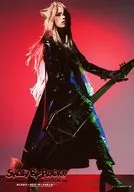 Aion / Whole Body / Black Costume / Both Hands Guitar / Red Background / 「 Musical SHOW BY ROCK!! MUSICAL ~ Chanting Domestic Animals ~ Deep Red Degenerate Heaven Revolution Apocalypse! ~ 」 Official photo