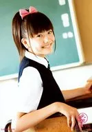 Sakura Gakuin / Airi Matsui / Upper body, sitting, costume black and white, uniform, looking around, right-hand chair, background blackboard / "TOKYO IDOL FESTIVAL 2010" venue, goods sales Official photo