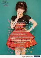 Morning Musume' 15 / Masaki Sato / Above the Knees, Costume Red and Black, Right Hand Index Cheek, Left Hand Back, Print Message Included, Metallic Specification / Hello! Project COUNTDOWN PARTY 2015 ~ GOOD BYE & HELLO!