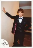 Johnny's West / Takahiro Hamada / Above-the-knee / Suit black gray / Right hand wall / Left hand hip / Showing teeth / 16 Early Spring Concert, Brochure and Goods Photo / Official Official photo