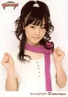 Morning Musume / Mizuki Fukumura / Upper-body, Costume White, Scarf Pink, Both Hands Goo, Background White / Concert Tour 2012 Spring Ultra's Mart