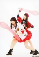 Wake Up, Girls! / Mayu Yoshioka and Aoyama Yoshiyoshi / Whole body and clothing white, red, black, uniform, balloons / Tohoku Rakuten Golden Eagles & Wake Up, Girls! collaboration memorial "Sendai Limited Bromide"