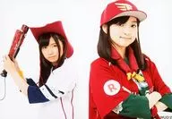 Wake Up, Girls! / Eri Nagano, tanaka Mikai / Horizontal, Upper Body, Figurino White, Black, Red, Green, Uniform, Hat, tanaka Arms / Tohoku Rakuten Golden Eagles & Wake Up, Girls! Colaboração Memorial "Sendai Limited Bromide"